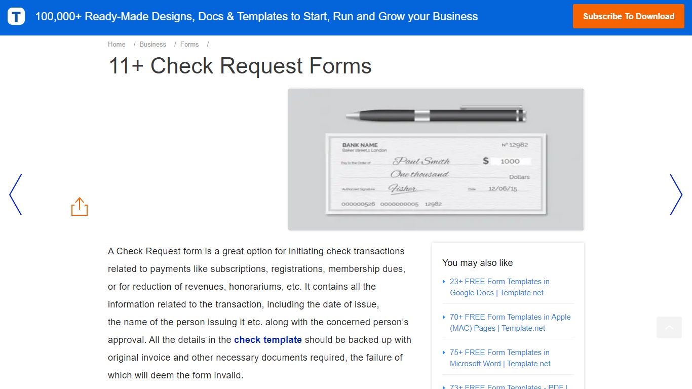 Check Request Form - 11+ Free Word, PDF Documents Download | Free ...